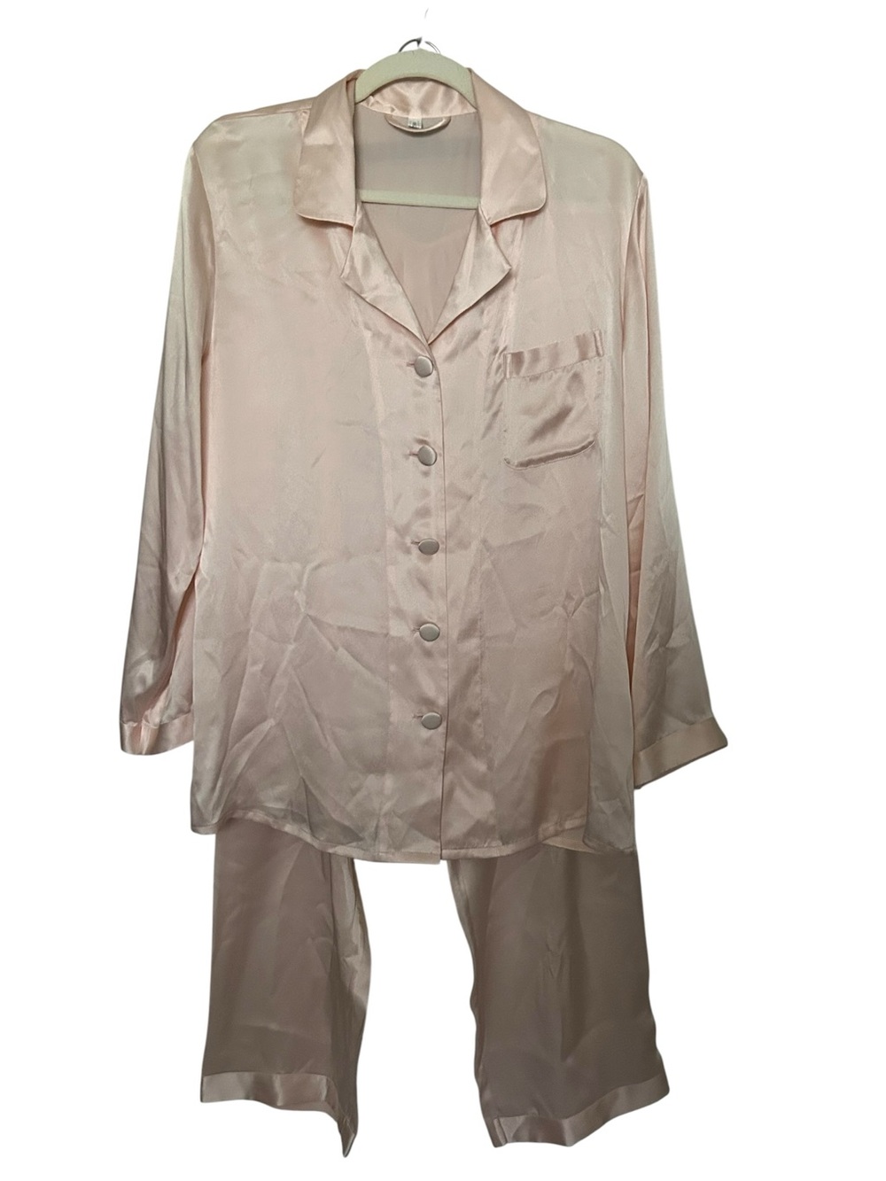 Lily Silk 100% Silk Full Length Pajama Set Sz M Pink